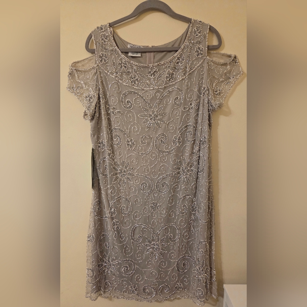 Beaded Cold Shoulder Dress **DAMAGED - Loose Beading**